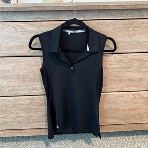 Adidas Black Fitted Sleeveless Polo Tank
